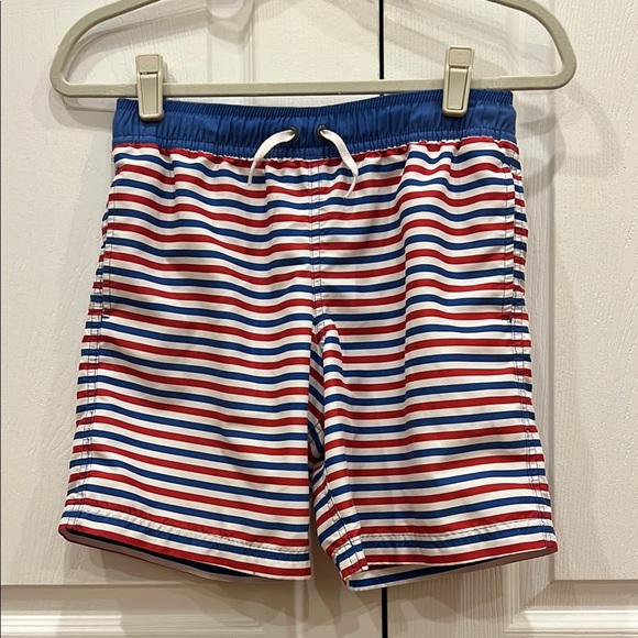 Hanna Andersson Red, White, and Blue Striped Swim Trunks Boys Size 10 - Picture 1 of 7